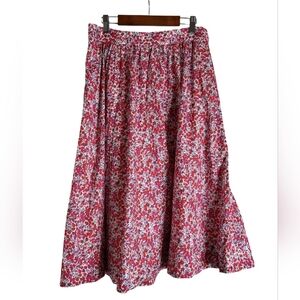 J. Crew Red and White Floral A-Line Skirt
